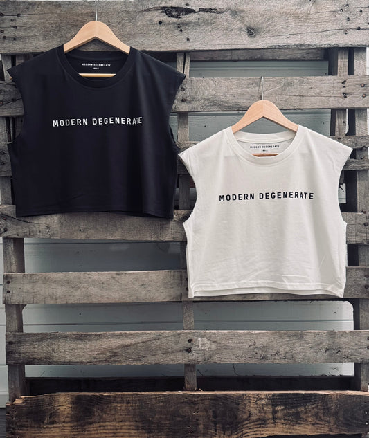Women's Cropped "TOGO" Cut Off - White/Black